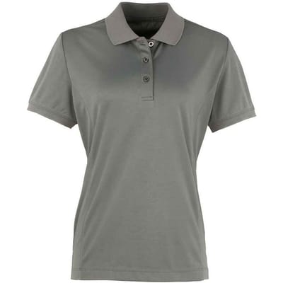 Premier Dames/Dames Coolchecker Poloshirt (Donkergrijs)