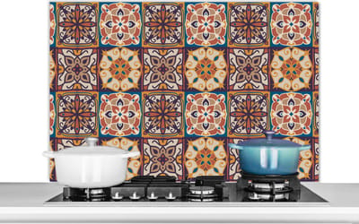 Spatscherm keuken 100x65 cm - Kookplaat achterwand Vector - Tegel - Abstract - Patroon - Muurbeschermer - Spatwand fornuis - Hoogwaardig aluminium
