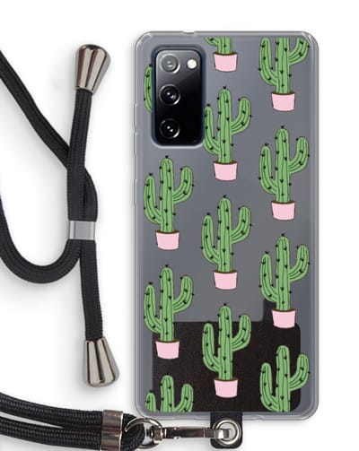 Case Company® - Hoesje met koord geschikt voor Samsung Galaxy S20 FE / S20 FE 5G hoesje met Koord - Cactus Lover - Telefoonhoesje met Zwart Koord - Bescherming aan alle Kanten en Over de Schermrand