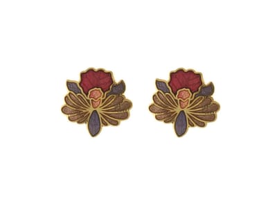 Behave - Oorringen dames - bloemmotief - paars en rood en bruin - 1 cm