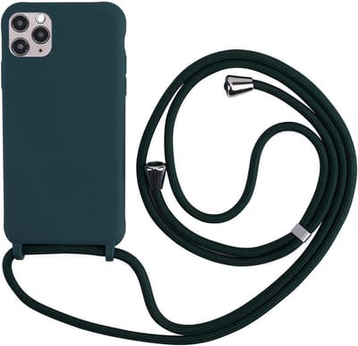 iPhone 12 Pro Max hoesje met koord Groen - iPhone 12 Pro Max hoesje met koord – iPhone 12 Pro Max Backcover met koord Color Soft silicone hoesje met koord iPhone 12 Pro Max - telefoonhoesje met koord iPhone 12 Pro Max