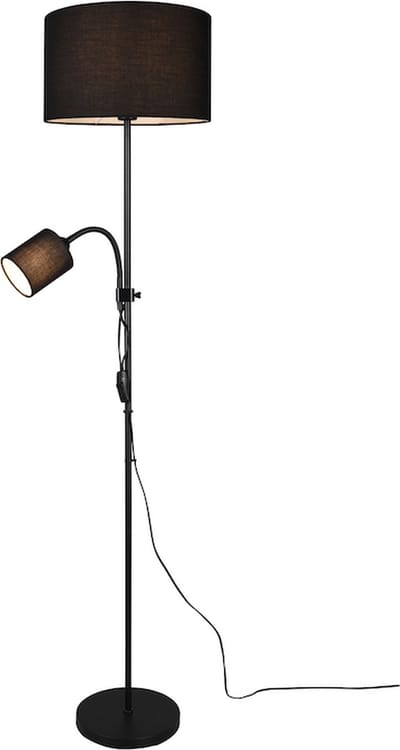 REALITY OWEN Vloerlamp - Zwart - excl. E14 / E27 - Flexibele leeslamp - Apart schakelbaar