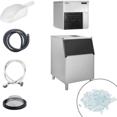 GGM Gastro Flockeneisbereiter - 565 kg / 24 h - inkl. Eisvorratsbehälter Zilver