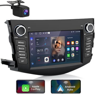 JUNSUN Android Autoradio Geschikt voorToyota RAV4 2006-2012 - Achteruitrijcamera - Draadloos Carplay & Android Auto - GPS-navigatiesysteem - Bluetooth - Stuurwielbediening - WiFi - 7Inch TouchScreen - RDS - USB