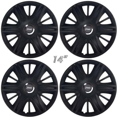 Wieldoppen MAXIM-B 14 inch zwart/chroom ring. Set a 4 stuks in doos (a.u.b. tekst lezen!)