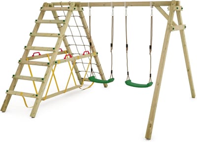 Schommel Speeltoestel - Dubbele Schommel - Buiten Spelen - Inclusief Klimmontage - 260 x 315 x 215 cm - Groen
