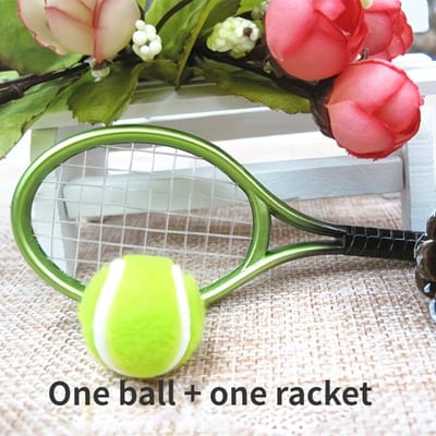 2 stuks Creatieve Poppen Tennisracket Set met Ballen - Miniatuur Sportuitrusting voor Poppenhuizen, Inclusief Blauw Trekkoordzakje - Perfect Vakantiecadeau 2pcs/set groen