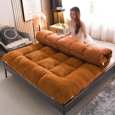 Japanse futonmatras - Opvouwbaar bed - Extra slaapruimte - Ademend en zacht - 90 x 200 cm - Bruin