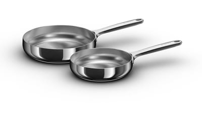BergHOFF Home Belly Koekenpannen Set Ø 20 + 24 cm – Duurzame RVS Braadpan – PFAS-Vrije Bakpan – Geschikt voor Inductie & Oven tot 250 °C – Vaatwasserbestendig – Stellar Steel