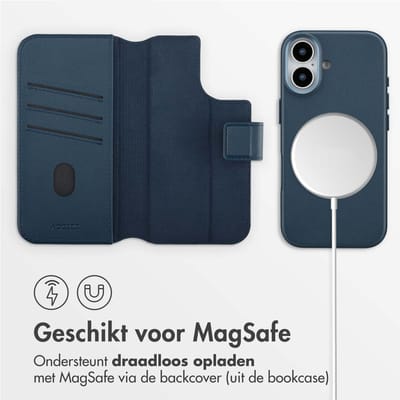 Accezz Hoesje - Geschikt voor Apple iPhone 17 - Leather Bookcase 2-in-1 geschikt voor MagSafe - Nightfall Blue