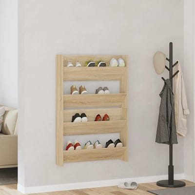 vidaXL - Wandschoenenkasten - 2 - st - 80x18x60 - cm - spaanplaat - sonoma - eiken
