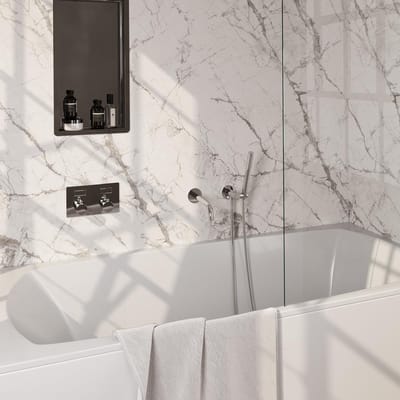 Brauer Chrome Edition Thermostatische Inbouw Badkraan Drukknoppen - Uitloop - Staaf - Doucheslang - Wandaansluitbocht - Handdouche - Chroom