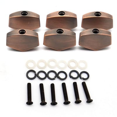 6 Stuks Gitaartuners Machinekop Knoppen Metalen Stemknop Vierkante Knoppen Kop