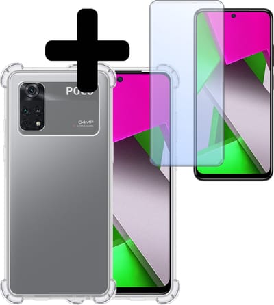 Hoesje - Met Screenprotector - Geschikt voor Xiaomi Poco X4 Pro 5G - Sterk & Shockproof - Siliconen Case - Back Cover - Telefoon Hoes - Shock Proof - Telefoonhoesjes - Transparant