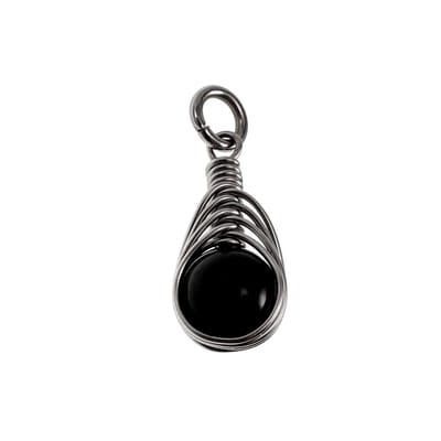 30mm x 10mm Gepolijst Onyx Steen Hanger Dames - RVS - Handgemaakt Visgraattechniek Zwarte Steen Hanger