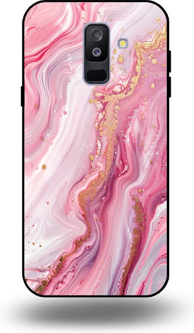 Smartphonica Telefoonhoesje geschikt voor Samsung Galaxy A6 Plus 2018 met marmer opdruk - TPU backcover case marble design - Roze geschikt voor Samsung Galaxy A6 Plus 2018