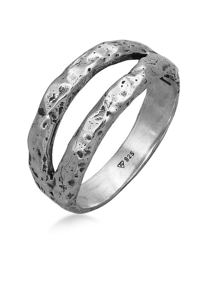 Haze & Glory - Ring - HG HAZE & GLORY - Ring Heren van 925 sterling zilver, Sieraden Heren, Zilveren ring geoxideerd, Twin Ring, Modern, Niet zo Basis - Heren