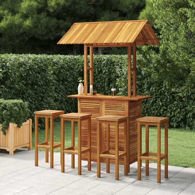 vidaXL - 5-delige - Tuinbarset - massief - acaciahout