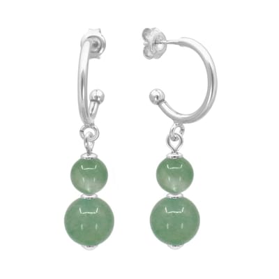 ARLIZI 2396 Oorbellen groen aventurijn kralen hanger - sterling zilver - 4 cm