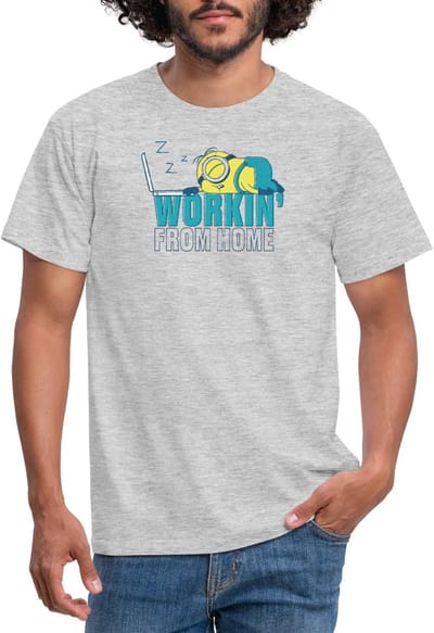 Minions Stuart Working From Home T-Shirt Heren