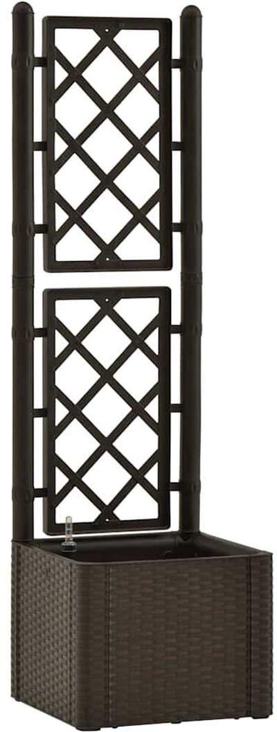Plantenbak met klimrek - Bloembak - Weerbestendig - Met trellis - Buiten - Hout - Plantenrek - Rechthoekig - Mokka