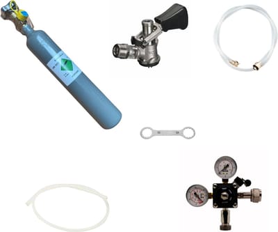 Accessoirepakket voor biertap 1 kraan - met Type D Fustkoppeling, bierslang en CO2-fles 0,5 kg