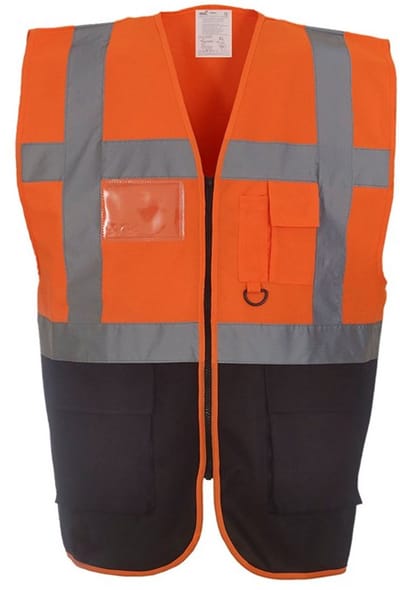Veiligheidshesje met rits oranje, zwart L