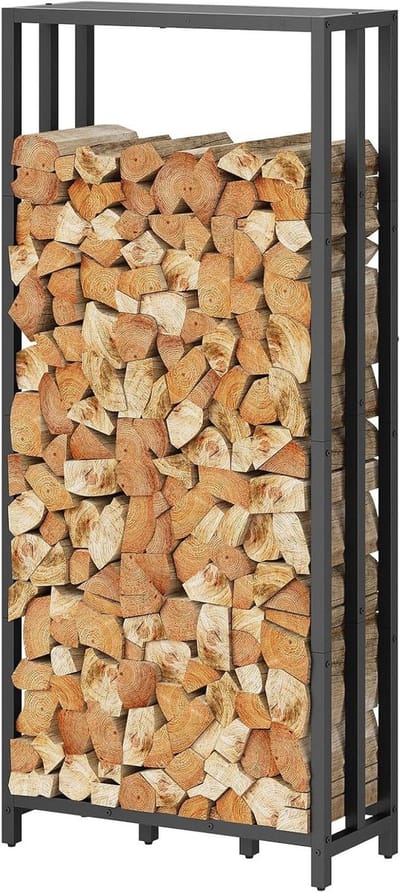 Haardhoutrek - Houtopslagrek - Haardhout Opslag - Stabiele Stalen Constructie - 60 x 25 x 150 cm - Zwart