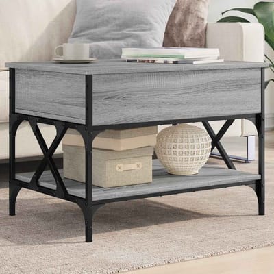 vidaXL - Salontafel - 70x50x50 - cm - bewerkt - hout - en - metaal - grijs - sonoma