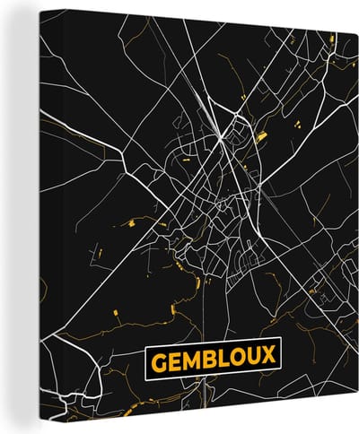 Canvas Schilderij Gembloux - Stadskaart - Goud - Kaart - Plattegrond - 20x20 cm - Wanddecoratie