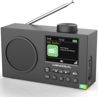 Dab Radio met Bluetooth, Dab Plus radio met groot 3 inch TFT-display, kleine Dab+ radio oplaadbaar met wekker, keukenradio met hoofdtelefoonaansluiting