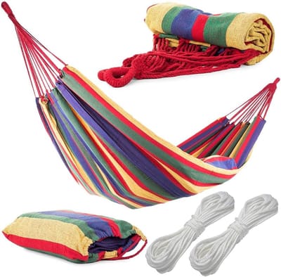 Tuinhangmat Dubbel - XXL Hangmat - Ontspannen Buiten - Ademend Sneldrogend - 270 cm Lengte - Rood