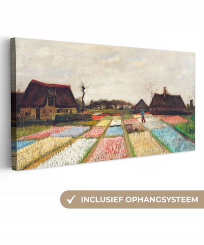 Canvas schilderij 40x20 cm - Wanddecoratie Bollenvelden - Vincent van Gogh - Muurdecoratie woonkamer - Slaapkamer decoratie - Kamer accessoires - Schilderijen op canvas