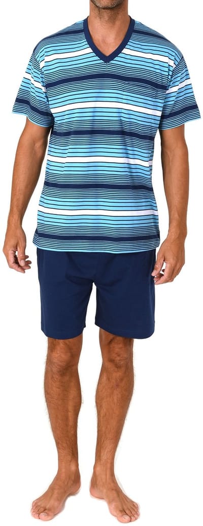 Normann herenpyjama Shorty met korte mouwen in een gestreepte look - ook in grote maten