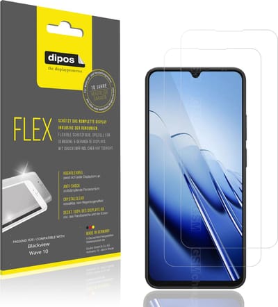 dipos – 2x Beschermfolie geschikt voor Blackview Wave 10 | 3D Full Cover Screenprotector | 100% Passend
