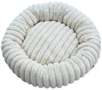 Donut Hondenmand & kattenmand 60 cm - Ronde huisdier nesten - Fluffy Hondenkussen - wasbaar - Anti-slip Mat Onderkant - Geschikt voor Pups & Kittens - Hondenmand rond - Dog Anti Stress Bed - Zacht Kattenbed - Comfortabel Nestje - beige
