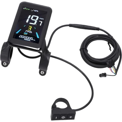 Elektrische Fiets Display Zes Kern LCD Kleurendisplay Meter met Verlengsnoer voor Snelheid Kilometrage Informatie black