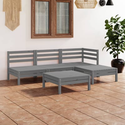 vidaXL - 5-delige - Loungeset - massief - grenenhout - grijs
