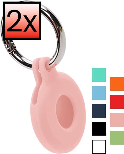Hoesje Geschikt voor Apple AirTag 2 - Sleutelhanger Houder Siliconen Hoes - Hoes Geschikt voor Apple AirTag 2e generatie Hoesje - Lichtroze - 2 PACK