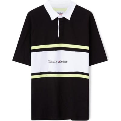 Tommy Hilfiger Printemps23 Coton Color Block Lettre Brodée Coupe Ample Manches Courtes Polo Homme Hauts Noir Blanc DM0DM16222BDS XS beige