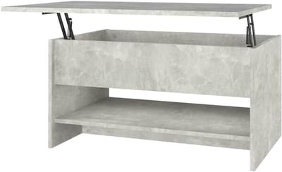 Salontafel Betonlook - Koffietafel Bijzettafel - Opbergen en Werken - Verstelbaar Tabletop - 80x50x40cm - Grijs