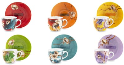 Set van 6 Koffiekopjes met Schoteltje Excelsa – Fuji, Porselein – Italiaans Design