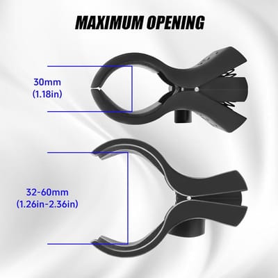 Famanu Microfoonclip, verbeterde microfoonhouder, verstelbare microfoonhouder met 5/8 inch naar 3/8 inch schroefadapter microfoon met buitendiameter tussen 32 mm en 60 mm (2 stuks)