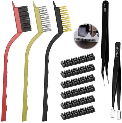 Accessoireset voor 3D-printer, 11-delige reinigingsset met 6 siliconen mondborstels, 3 koperen borstels en 2 pincetten, geschikt voor Bambu Lab A1, compatibel met bambolab 3D-printer, nozzle cleaner