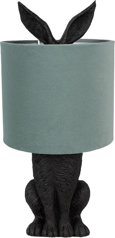 Clayre & Eef Tafellamp Konijn Ø 20x43 cm Zwart Groen Kunststof