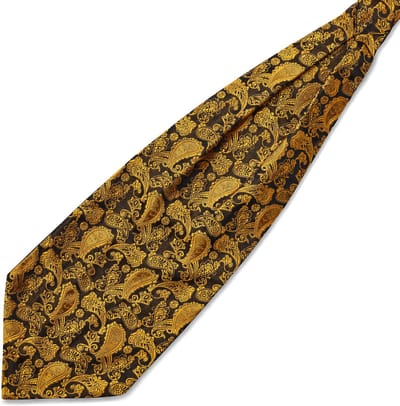 Zijden stropdassjaal met goud en bruin paisleymotief