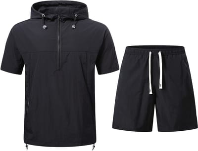 YOUTHUP Heren Ruimvallend Set - Capuchon en Trekkoord - Korte Mouw met Korte Broek - M
