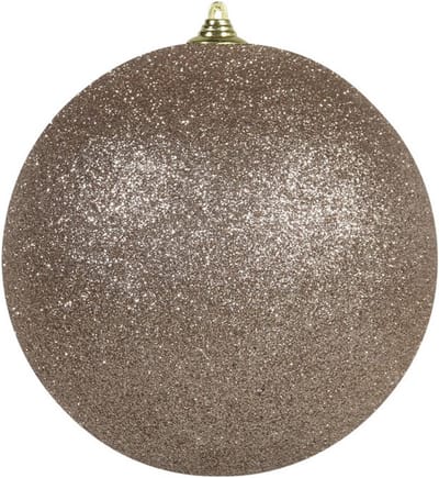 Othmar Decorations Kerstbal - groot - champagne - D18 cm - kunststof - glitter afwerking - kerstversiering