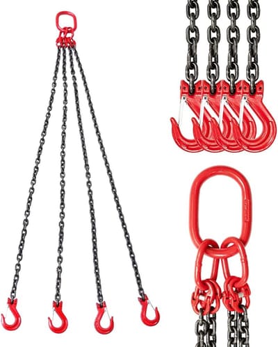 Hefketting Set - Vierpotige Lus - Lasten Tillen - Hoge Temperatuur Bestendig - 5 Ton Capaciteit - Rood