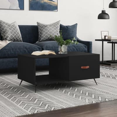 vidaXL - Salontafel - 90x50x40 - cm - bewerkt - hout - zwart